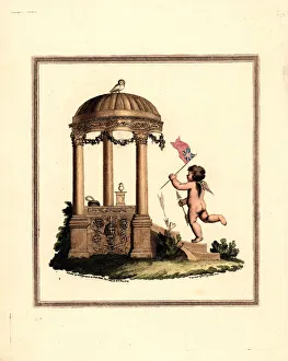 Cupid deposits his banner in the temple of Minerva Cupid deposits his banner in the temple of Minerva