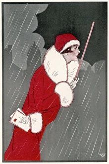 <b class=qtipBold><figcaption>Customs/Christmas/Cards</figcaption></b><br>A lady braves the winter snow to post her Christmas cards<br><em>© Mary Evans Picture Library</em> Customs/Christmas/Cards