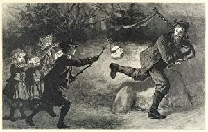<b class=qtipBold><figcaption>Customs/Halloween</figcaption></b><br>Some children scaring an adult at Halloween.<br><em>© Mary Evans Picture Library</em> Customs/Halloween