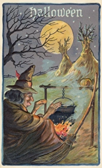 <b class=qtipBold><figcaption>Customs/Halloween</figcaption></b><br>A Hallowe'en Witch works her magic<br><em>© Mary Evans Picture Library 2015 - https://copyrighthub.org/s0/hub1/creation/maryevans/MaryEvansPictureID/10021350</em> Customs/Halloween