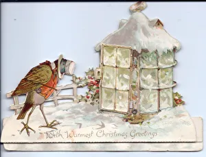 Cutout Christmas card with bird and lantern Cutout Christmas card with bird and lantern