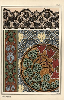 Cyclamen persicum motif in patterns for lace Cyclamen persicum motif in patterns for lace