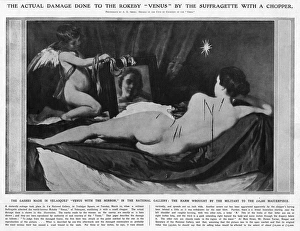 Damage done to the Rokeby Venus by suffragette Damage done to the Rokeby Venus by suffragette