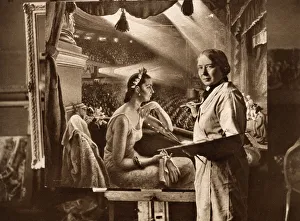 Dame Laura Knight working on a painting of the Palladium