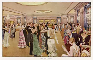 Prints of Dancing at the Dorchester Hotel, fashionably located in Park Lane, Mayfair, Londons smartest district. Evening dress is of course de rigueur Fashion Prints: Dance at the Dorchester Print