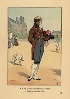 A dandy on a walk in the Tuileries Gardens, 1800 A dandy on a walk in the Tuileries Gardens, 1800