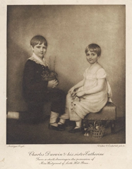 <b class=qtipBold><figcaption>Darwin/Sister/Children</figcaption></b><br>CHARLES DARWIN Naturalist, depicted as a young boy with his sister Catherine<br><em>© Mary Evans Picture Library 2015 - https://copyrighthub.org/s0/hub1/creation/maryevans/MaryEvansPictureID/10066127</em> Darwin/Sister/Children