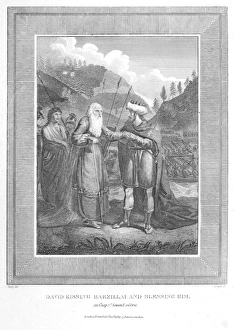 David kisses Barzillai and blesses him David kisses Barzillai and blesses him