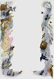 Decorative border to a Story with Animals and an Angel Decorative border to a Story with Animals and an Angel