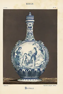 Decorative bottle from Rouen painted with Decorative bottle from Rouen painted with