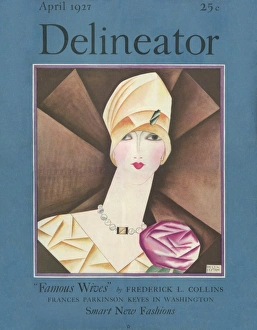 <b class=qtipBold><figcaption>Delineator cover April 1927</figcaption></b><br>Front cover of the Delineator magazine featuring a striking art deco design of a woman in a cloche hat.<br><em>© Mary Evans/Peter & Dawn Cope Collection</em> Delineator cover April 1927