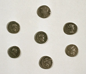 Denarius. Roman silver coin. Adverse. Roman emperors. Effigi Denarius. Roman silver coin. Adverse. Roman emperors. Effigi