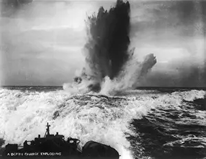 Royal Navy Vessel Prints: A Depth Charge Exploding