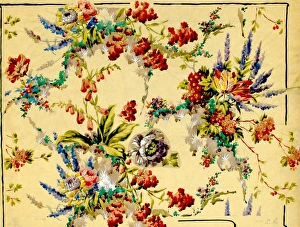 <b class=qtipBold><figcaption>Design for Chintz with flowers</figcaption></b><br>Design for Chintz with flowers. Silver Studio. 1924<br><em>© MODA/Mary Evans Picture Library</em> Design for Chintz with flowers