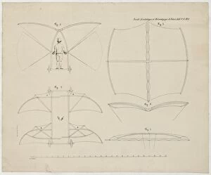 Design drawing for a man-powered flying machine designed by