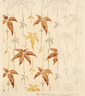 Design for dress silk or print with leaf pattern Design for dress silk or print with leaf pattern
