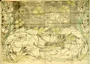 <b class=qtipBold><figcaption>Design with leaves and flowers</figcaption></b><br>Design with leaves and flowers. Conte and pastel on copy paper. Silver Studio. circa 1895<br><em>© MODA / Mary Evans Picture Library</em> Design with leaves and flowers