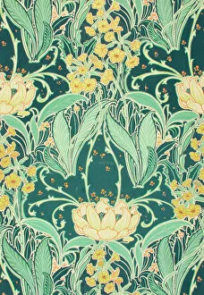 Textile Gallery: Design for Printed Textile with leaves and flowers