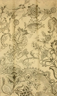 <b class=qtipBold><figcaption>Design for textile with flowers</figcaption></b><br>Design for textile with flowers. Conte and pencil on copy paper. Silver Studio. circa 1895<br><em>© MODA / Mary Evans Picture Library</em> Design for textile with flowers