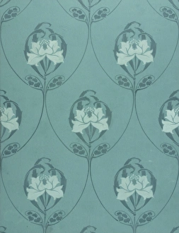 <b class=qtipBold><figcaption>Design for Wallpaper in blue</figcaption></b><br>Design for Wallpaper in blue, art nouveau style. Gouache and Pencil on heavy paper. Silver Studio. circa 1900<br><em>© MODA/Mary Evans Picture Library</em> Design for Wallpaper in blue