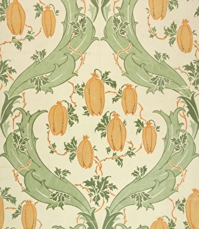 Design for Wallpaper in green and orange Design for Wallpaper in green and orange