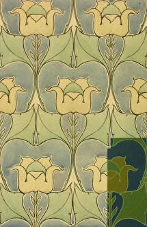 Design for wallpaper with stylised flowers Design for wallpaper with stylised flowers