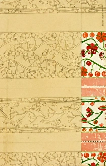 Design for Woven Textile in pink, red and green Design for Woven Textile in pink, red and green
