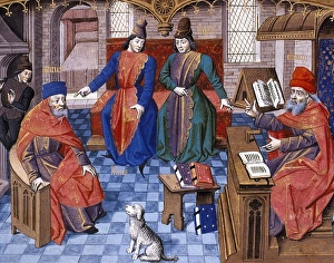 Discussion of Latin philosophers. From right to left: Cato t Discussion of Latin philosophers. From right to left: Cato t