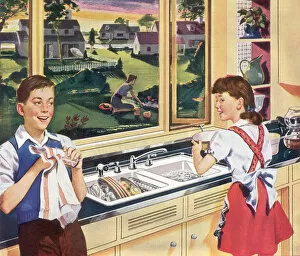 Chore Gallery: Doing the Dishes Date: 1947
