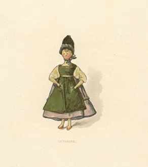 Doll representing a girl Victorine with her hands Doll representing a girl Victorine with her hands