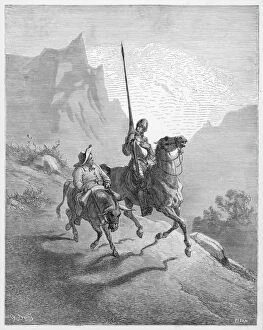 Literature Collection: Don Quixote riding with Sancho Panza