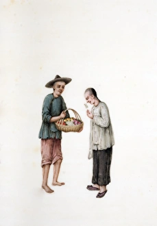Drawing of Chinese street flower seller Drawing of Chinese street flower seller