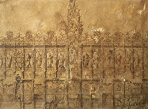 Drawing of choir stalls by Alberto Churriguera (1676-1740) o Drawing of choir stalls by Alberto Churriguera (1676-1740) o