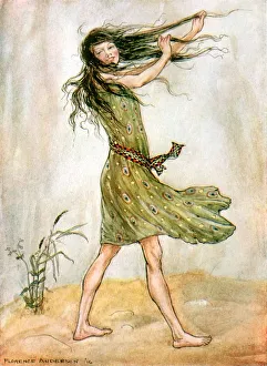<b class=qtipBold><figcaption>Dream Pedlar</figcaption></b><br>Dream Pedlar -- a girl in a green dress, with bare feet and wild hair. 1914<br><em>© The Florence Mary Anderson Collection / Peter & Dawn Cope / Mary Evans</em> Dream Pedlar