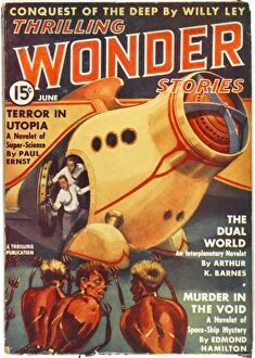 The Dual World, Thrilling Wonder Stories Scifi Magazine Cover