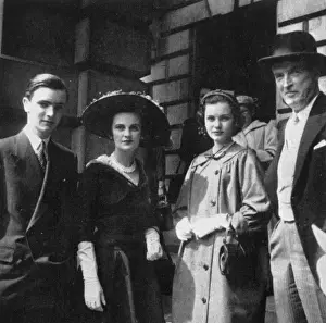 Prints of Photograph taken outside the Royal Academy during a Private View of the Duchess of Argyll (formerly, Margaret Whigham and later, Mrs Charles Sweeney) Rutland Prints: Duchess of Argyll and Family Print, 1955