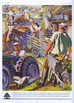 Dunlop advertisement featuring farming scene, 1938 Dunlop advertisement featuring farming scene, 1938