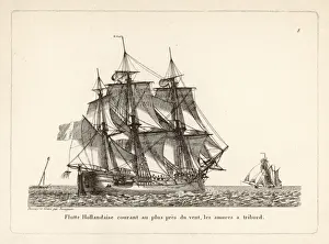 Vintage Sailing Vessel Prints: DUTCH FLUTE SHIP