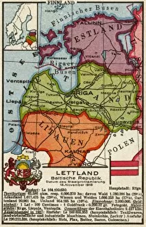 Dutch map postcard of the Baltic States