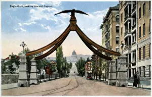 Eagle Gate and Capitol, Salt Lake City, Utah, USA Eagle Gate and Capitol, Salt Lake City, Utah, USA
