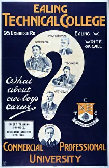 <b class=qtipBold><figcaption>Ealing Technical College advert</figcaption></b><br>Ealing Technical College, commercial, professional university advert 1911 Date: 1911<br><em>© Mary Evans / National Archives</em> Ealing Technical College advert
