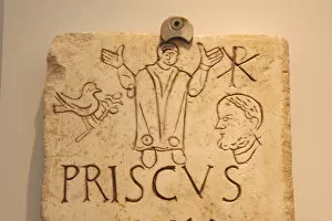 Images Dated 11th August 2005: Early Christian Art. Italy. Roman tombstone with Christian i