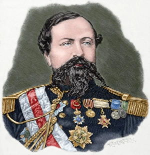 Edmond Le Boeuf (1809-1888). Engraving. Colored Edmond Le Boeuf (1809-1888). Engraving. Colored