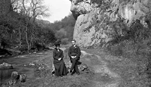 Edwardian couple at Lion Rock, Dovedale, Derbyshire Edwardian couple at Lion Rock, Dovedale, Derbyshire