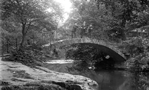 Edwardian view - men on Roman Bridge, Marple Edwardian view - men on Roman Bridge, Marple