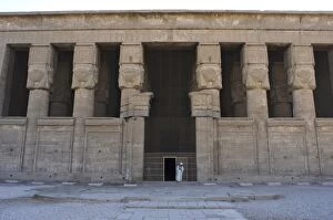 Images Dated 1st December 2003: Egypt. Dendera. Hathor Temple. Facade held by six Hathoric c