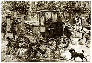 Electric cab causing consternation in a Paris street 1899 Electric cab causing consternation in a Paris street 1899