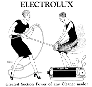 <b class=qtipBold><figcaption>Electrolux Advert 1927</figcaption></b><br>Two ladies having fun with their ELECTROLUX<br><em>© Mary Evans Picture Library</em> Electrolux Advert 1927