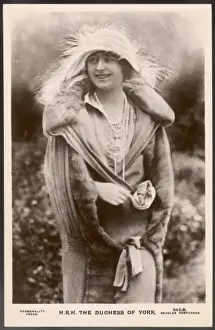 The Queen Mother Prints: Elizabeth Bowes-Lyon Print: Duchess of York in Feather Hat and Fur Coat