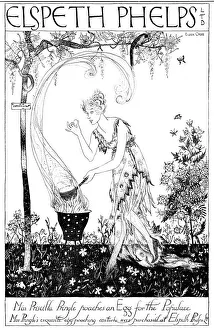 <b class=qtipBold><figcaption>Elspeth Phelps advertisement, 1920</figcaption></b><br>Advertisement for Elspeth Phelps fashion house, one of a series of highly stylised and witty adverts designed by Lady Eileen Orde (daughter of the 4th Duke of Wellington), all featuring upper class characters in various situations wearing a Phelps design. 1920<br><em>© Illustrated London News Ltd/Mary Evans</em> Elspeth Phelps advertisement, 1920